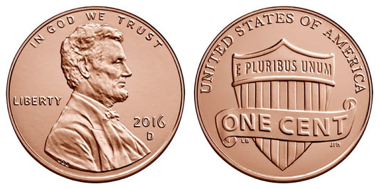 USA 1 cent A. Lincoln E Pluribus Unum 2016