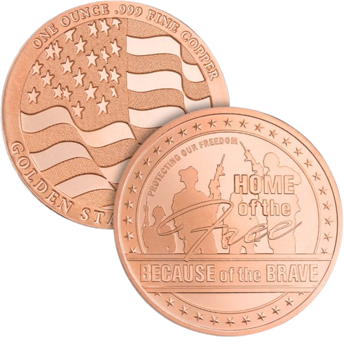 USA GSM Home of the Free Copper 1 oz Cu.999